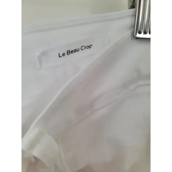 Frame Le Beau Crop White Distressed Jeans Cotton Blend w/ Raw Hem Women's Sz 28 - Picture 6 of 7